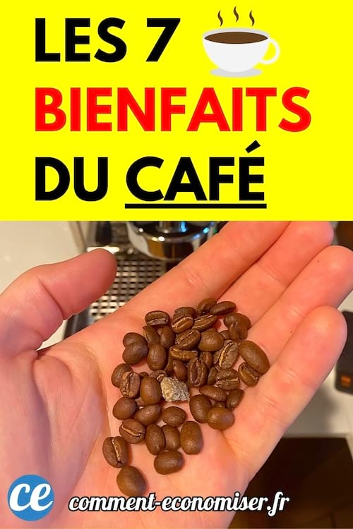Une main tenant une poignée de grains de café brun foncé devant une machine à café.