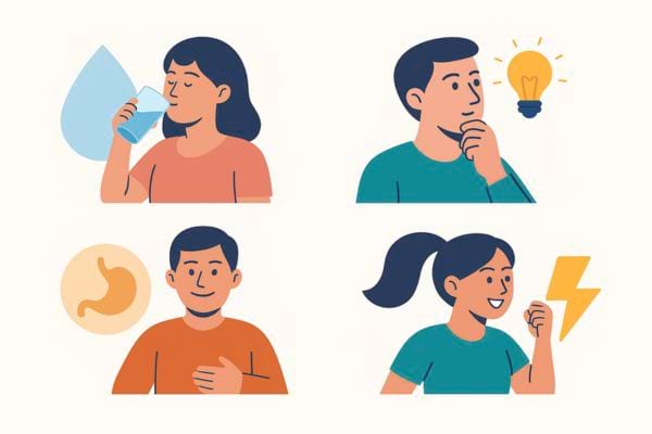 Bienfaits de l’eau sur l’énergie, la digestion et le mental.