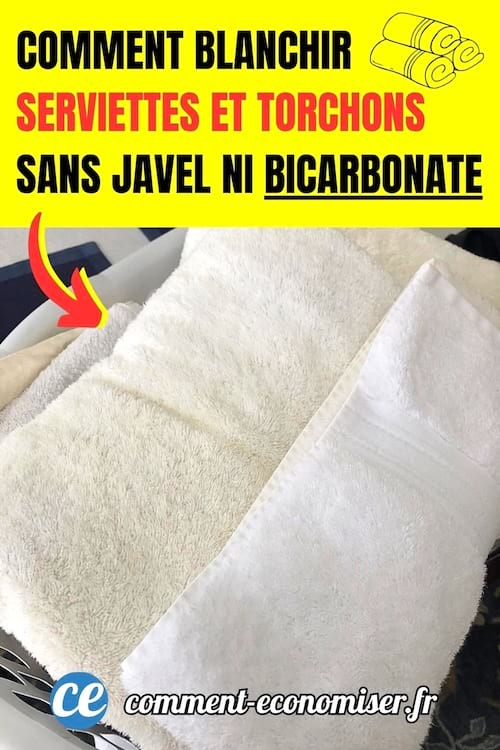 Une serviette jaune qui a besoin d'être blanchi sans javel