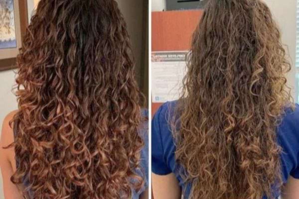 Cheveux bouclés comparés : côté hydraté, côté sec.