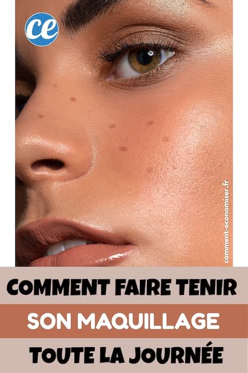 Gros plan sur le visage d’une femme maquillée avec une peau lisse et lumineuse.