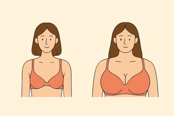 Comparaison entre une petite et une forte poitrine.