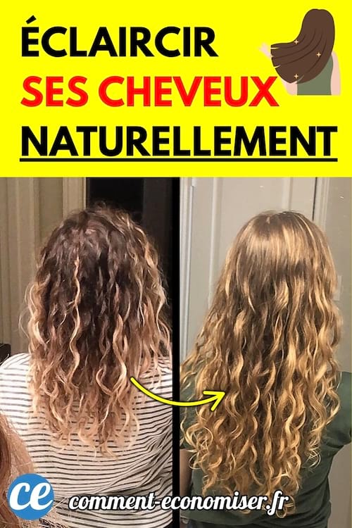 Chevelure vue de dos avant et après éclaircissement naturel, montrant une différence de teinte.