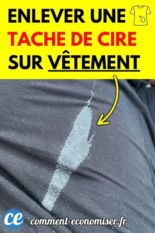 Une tache de cire blanche sur un t-shirt noir.