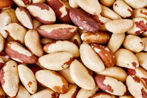 Gros plan de noix du Brésil riches en magnésium.