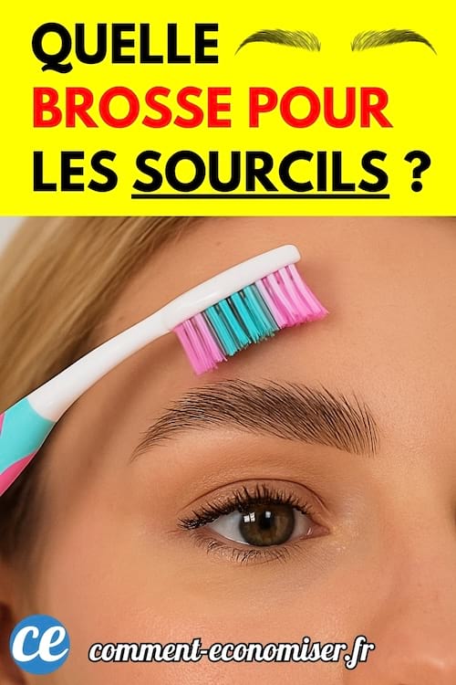 Femme utilisant une brosse à dents colorée pour coiffer ses sourcils.