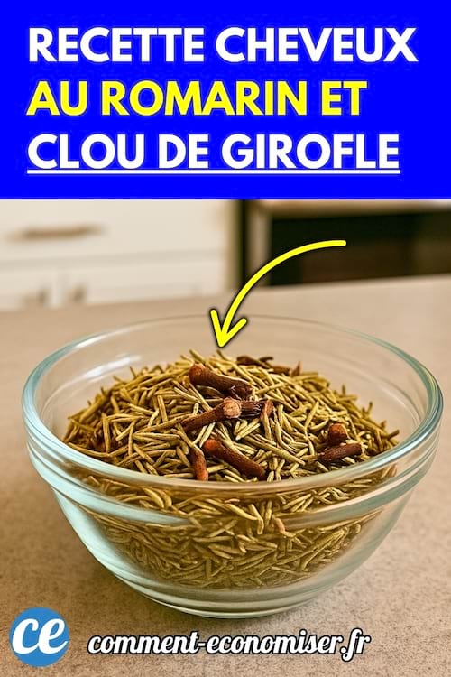 Bol en verre contenant un mélange de romarin sec et de clous de girofle.