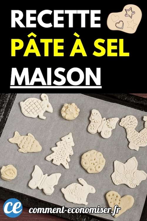 Des décorations en pâte à sel en forme d'animaux et d'objets, posées sur une plaque de cuisson.