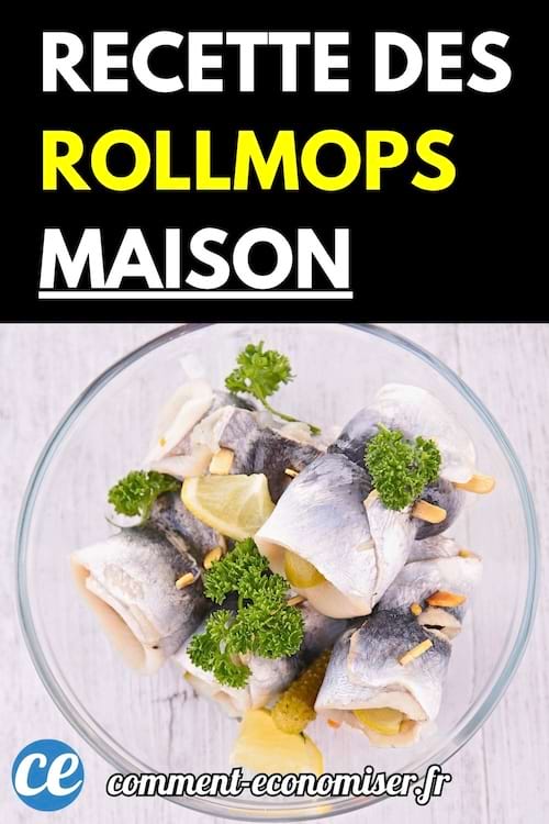 Assiette en verre contenant des rollmops garnis de persil, citron et épices.