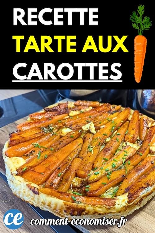 Tarte salée garnie de carottes rôties coupées en bâtonnets, sur une pâte dorée.