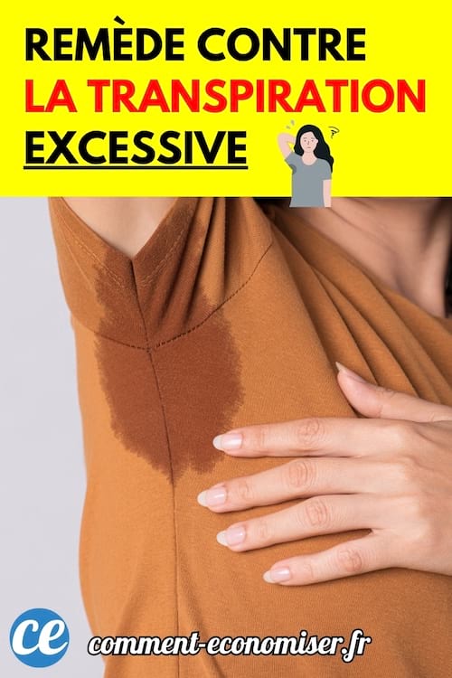 Une tache de transpiration bien visible sous l’aisselle d’un t-shirt marron porté par une femme.