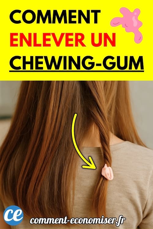 Chewing-gum collé dans une mèche de cheveux bruns.