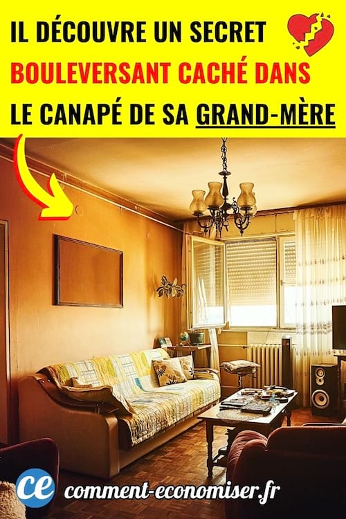 un vieux canapé de grand-mère dans un salon vintage