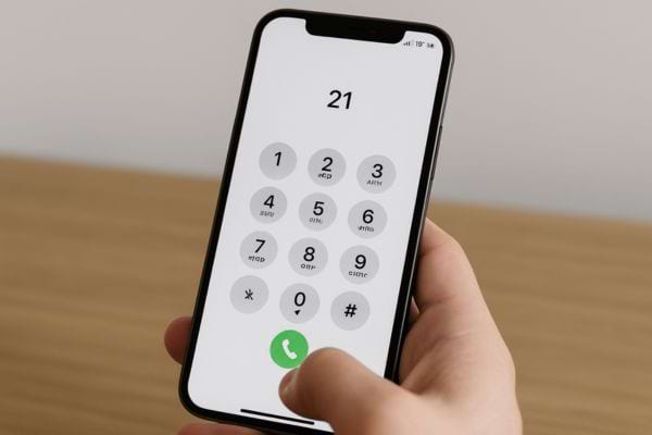 Chiffre 21 tapé sur le clavier du téléphone.
