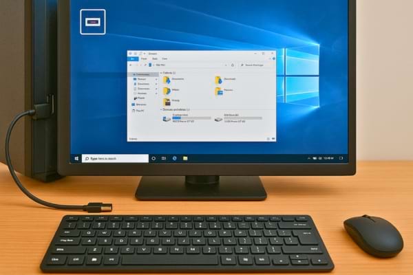 Un écran Windows affiche les dossiers d’une clé USB connectée à l’ordinateur.
