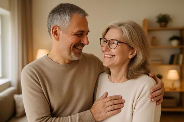 Un autre couple se regarde avec tendresse et sourit.