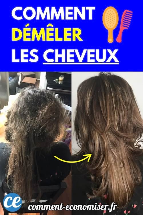 Une chevelure crépue et emmêlée à gauche, lissée et démêlée à droite.