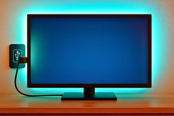 Des LED colorées s’allument derrière l’écran grâce à un port USB connecté.