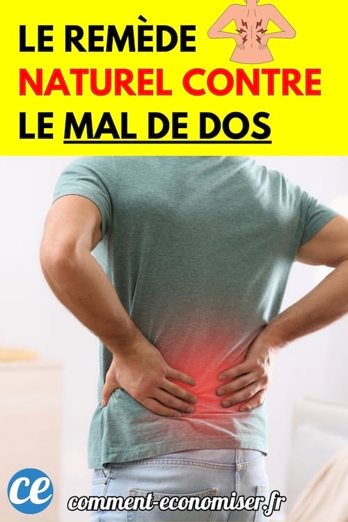 Un homme en t-shirt vert touche le bas de son dos, visiblement gêné par une douleur.