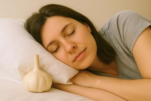 Elle dort paisiblement avec une gousse d’ail posée près de sa tête sur l’oreiller.