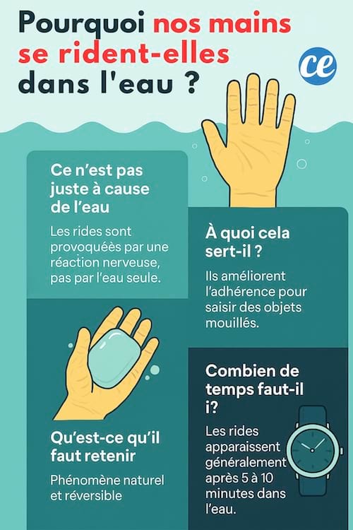 pourquoi les mains se rident-elles dans l'eau : explications sous forme d'infographie simple