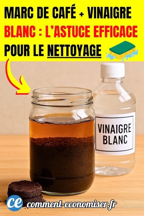 du marc de café mélangé à du vinaigre blanc pour faire le nettoyage de la maison
