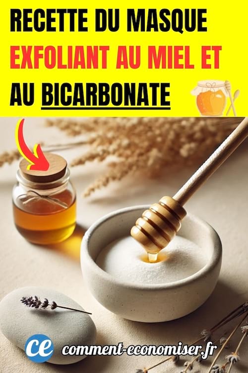 du miel et du bicarbonate de soude qu'on mélange pour faire un masque pour la peau