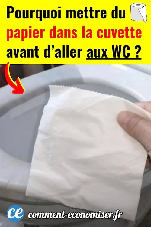 Une main qui met du papier toilette dans la cuvette des WC