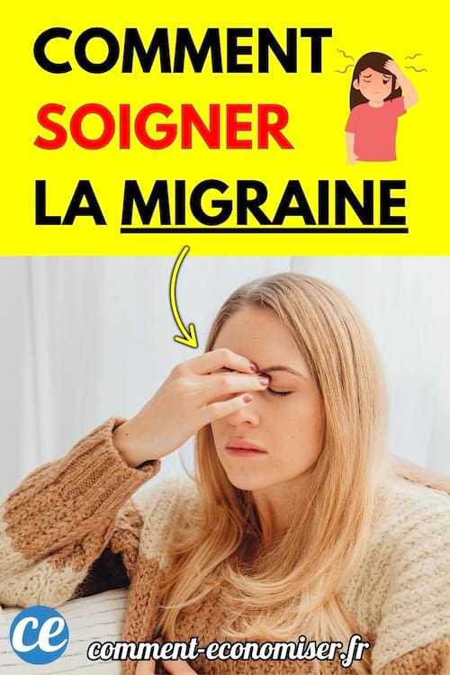 Femme blonde assise sur un canapé, les yeux fermés, se tenant le front.