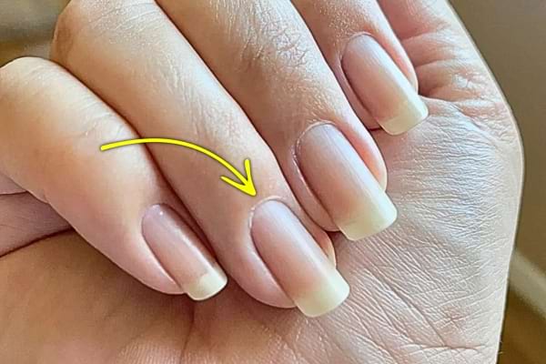 Ongles bien lisses avec demi-lune blanche visible, aspect sain et soigné.