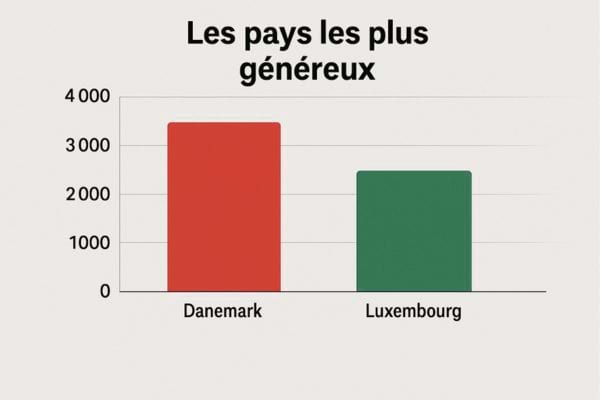 Graphique des pays les plus généreux : Danemark et Luxembourg.