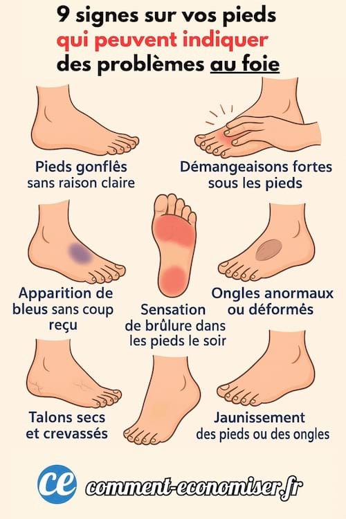 9 signes sur les pieds qui montrent un problème au foie