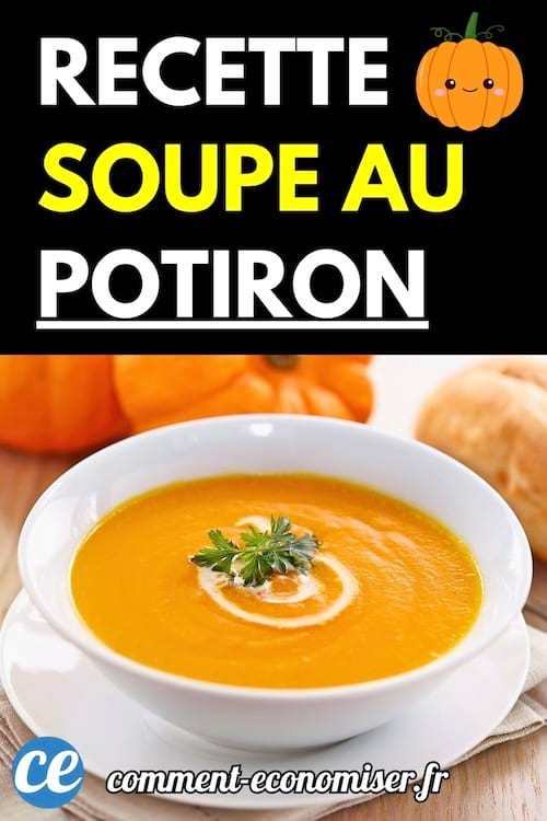 Une assiette de soupe orange au potiron, décorée d’un filet de crème et d’une feuille de persil.