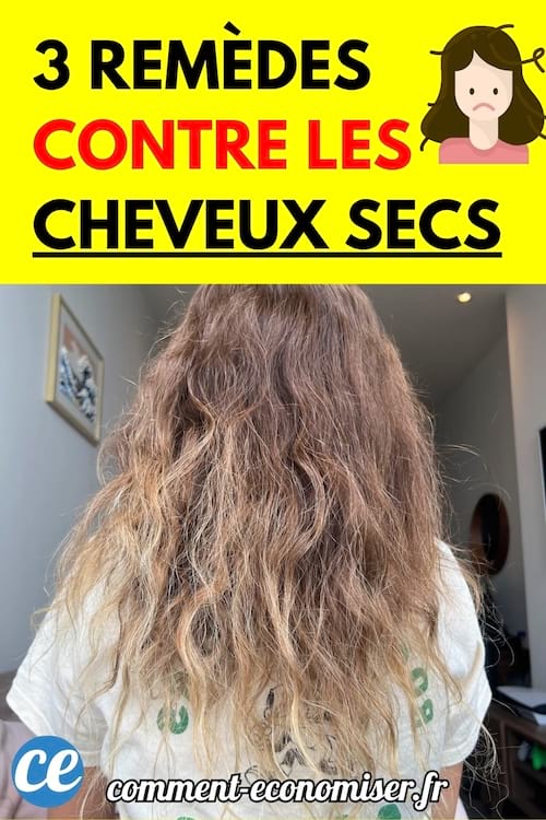 Chevelure longue et ondulée vue de dos, avec des mèches blondes et des signes de sécheresse visibles.