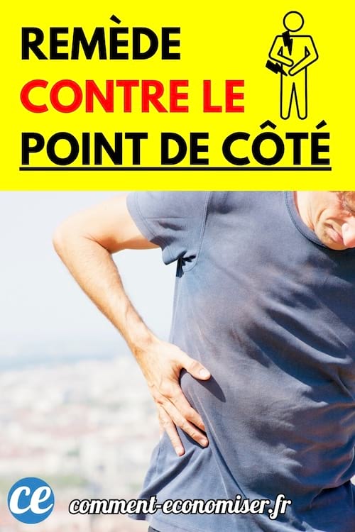Un homme tenant son flanc droit, penché en avant, en tee-shirt gris en plein effort physique.