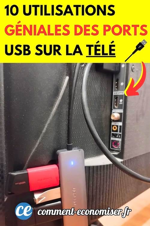 l'arrière d'une télé avec des ports USB connectés