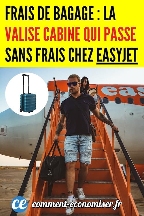 Un homme qui sort de l'avion avec une valise cabine sans frais de bagage