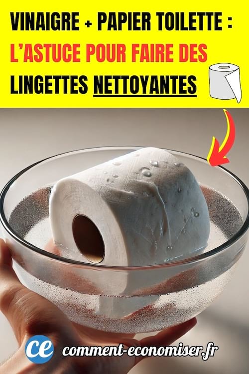 un rouleau de papier toilette qui tempe dans un saladier plein de vinaigre blanc