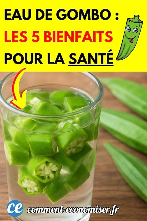 un verre d'eau avec des morceaux de gombo dedans