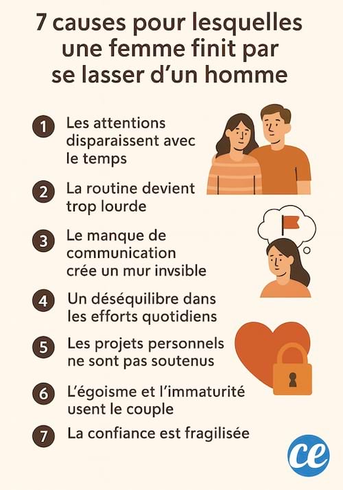 Les raisons qu'une femme se lasse d'un homme