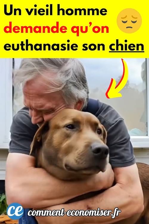 un vieil homme enlace son chien