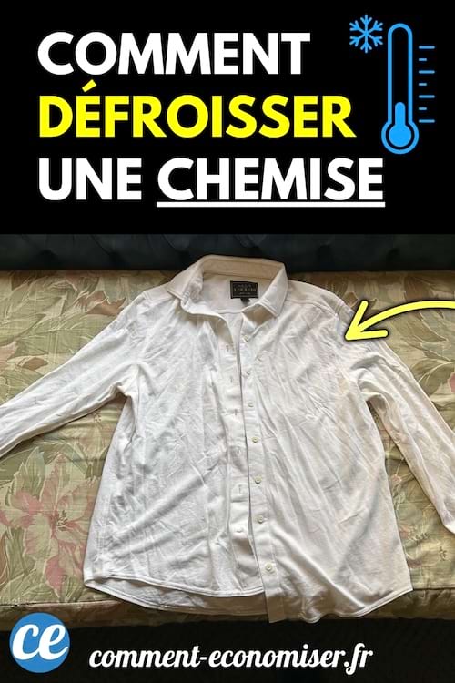 Une chemise blanche très froissée posée sur un lit à motifs floraux.