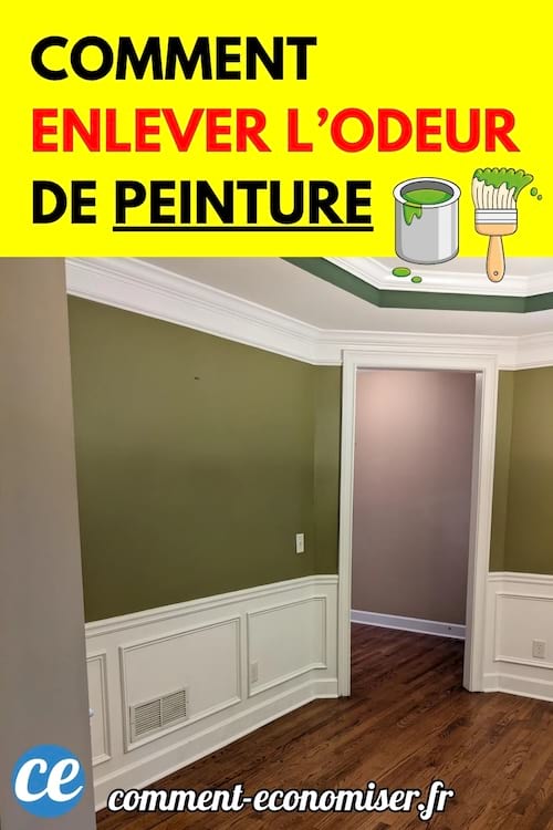 Une pièce fraîchement peinte avec murs verts, plinthes blanches et parquet au sol.