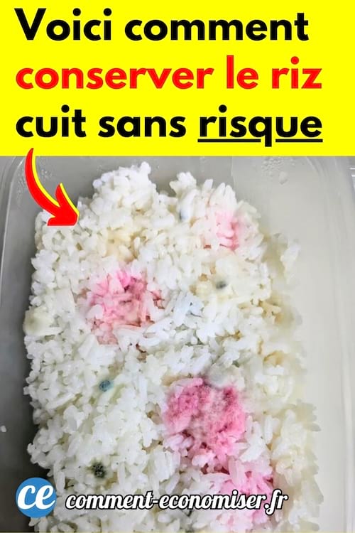Du riz blanc et rose qui a été conservé dans le frigo