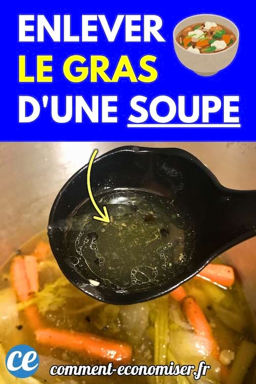 Louche qui enlève le gras d'une soupe.