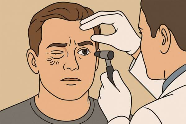 Médecin examinant l’œil d’un patient.