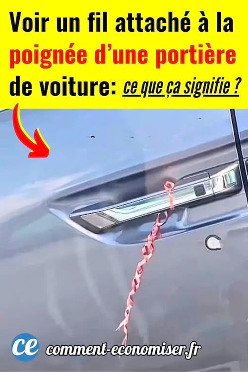 Un fil en plastique attaché à la portière de la porte d'une voiture