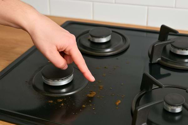 Doigt montrant des taches de graisse sur une plaque.