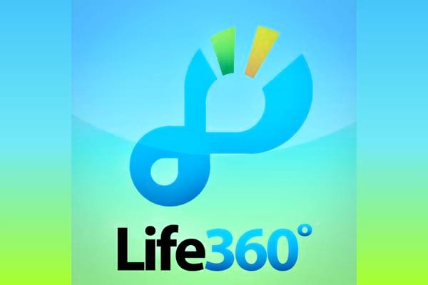 Logo coloré de l’application Life360 sur fond dégradé.