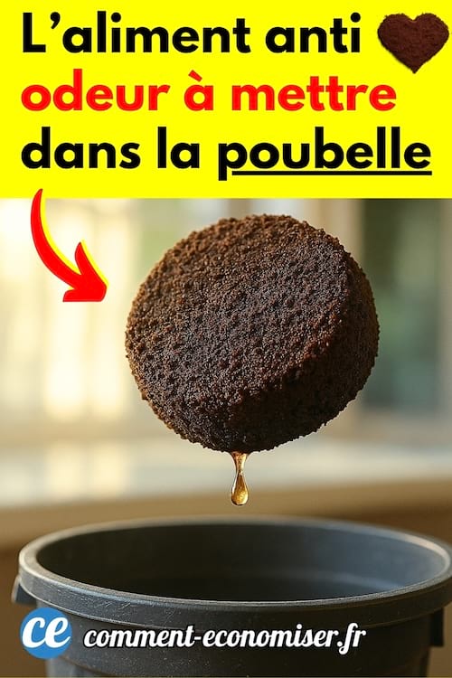 Du marc de café dans une poubelle noire pour enlever mauvaises odeurs